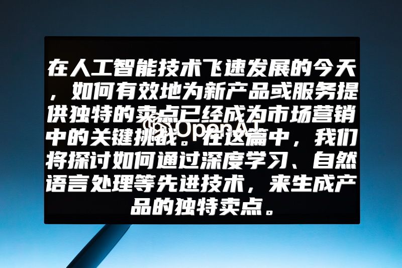 在人工智能技术飞速发展的今天，如何有效地为新产品或服务提供独特的卖点已经成为市场营销中的关键挑战。在这篇中，我们将探讨如何通过深度学习、自然语言处理等先进技术，来生成产品的独特卖点。