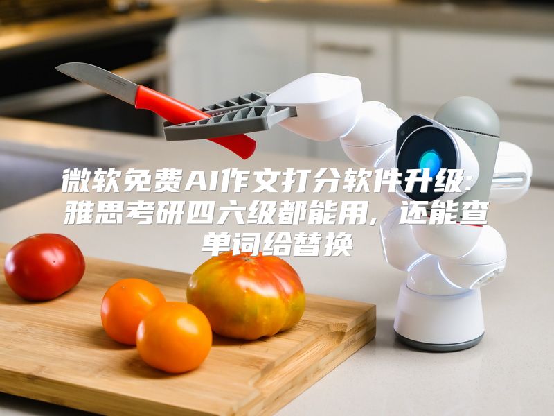 微软免费AI作文打分软件升级: 雅思考研四六级都能用, 还能查单词给替换